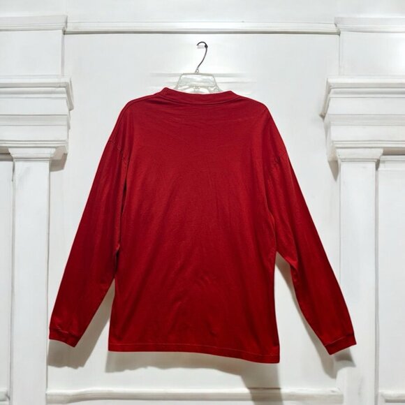 VTG Disney Mickey Minnie Embroidered Red Tshirt Womens Sz L  Pocket Long Sleeve - Picture 10 of 10
